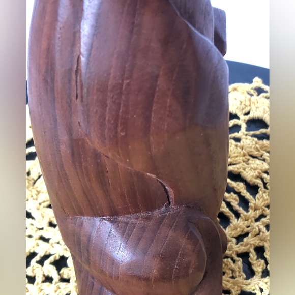 VTG Hand Carved Wooden Cat Statue Figurine Accent Piece - Picture 13 of 13